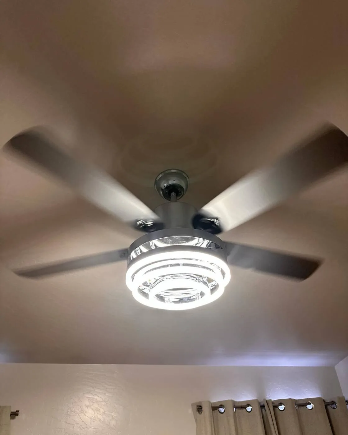 Ceiling fan with a bright LED ring light