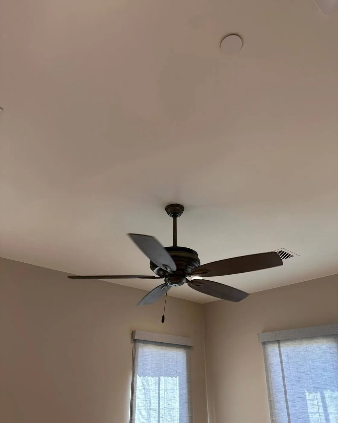 Oil-rubbed bronze five-blade ceiling fan