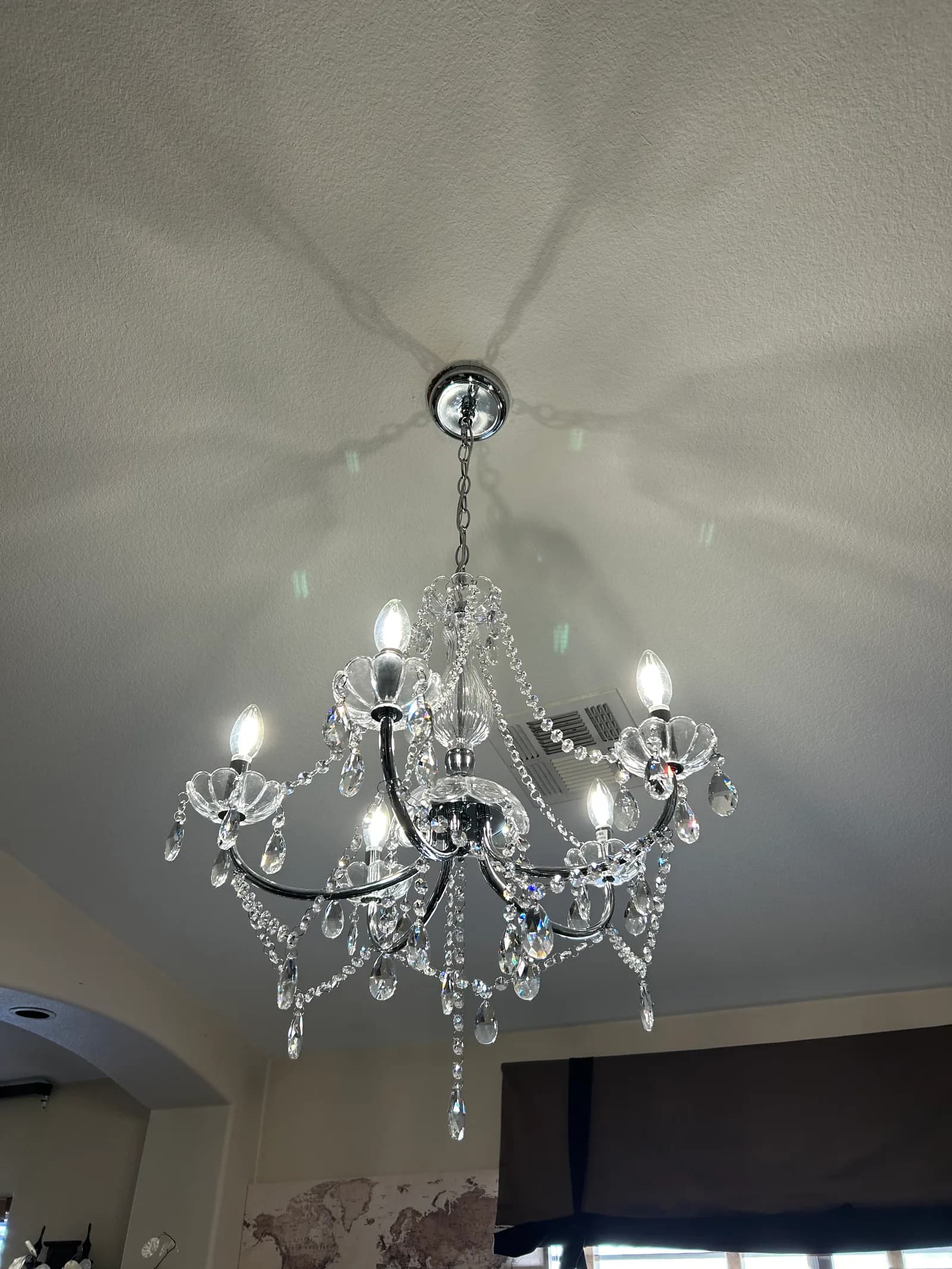 Crystal chandelier with five candle-style lights